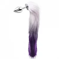 Kinky Tails Vixen Purple Faux Fur Stainless Steel Tail Butt Plug