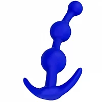 Blue Silicone Anchor Anal Beads 5 Inch