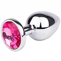 Bejewelled Pink Metal Butt Plug LARGE