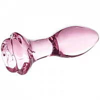Glacier Glass Pink Rose Butt Plug 5 Inch