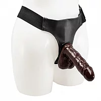 Get Dicked Down Dark Tone Cock And Balls StrapOn 7 Inch