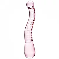 Glacier Glass Pink Curved Tentacle Dildo 8 Inch