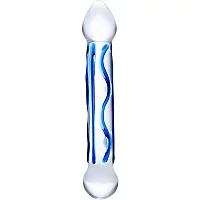 Glas Full Tip Textured Glass Dildo Blue 6.5 Inch