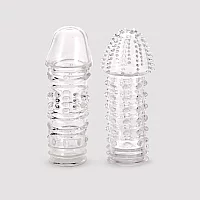 Lovehoney Twin Teasers Textured Penis Sleeves 2 Pack Clear