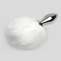 EasyToys Small Aluminium Faux Fur Bunny Tail Butt Plug Silver