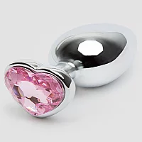 Lovehoney Jewelled Heart Metal Large Butt Plug 3.5 Inch Silver