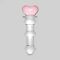 Lovehoney Beaded Heart Sensual Glass Dildo 6 Inch Clear
