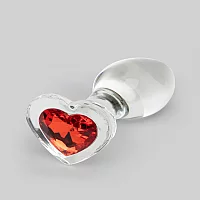 Lovehoney Sensual Glass Jewelled Heart Butt Plug 3 Inch Clear