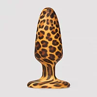 Leopard Print Silicone Medium Butt Plug Silver