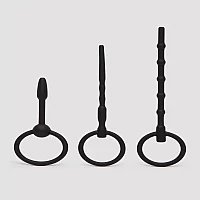 Ouch Beginners Silicone Hollow Urethral Plug Set 3 Piece Black