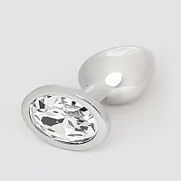 Lovehoney Luxury Crystal Stainless Steel Silver Butt Plug 2.5 Inch Silver