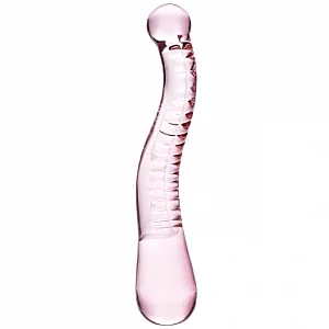 Glacier Glass Pink Curved Tentacle Dildo 8 Inch