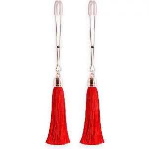 Bound Nipple Clamps Red Tassel