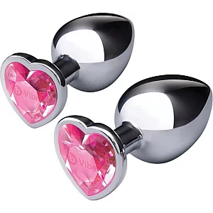 bVibe Jewel Heart Metal Butt Plug Training Set 2 Piece