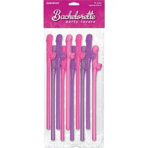 Bachelorette Party Favors Dicky Sipping Straws Pink And Purple 10 Pack