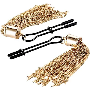 Guilty Pleasure Accents Tassel Tease Adjustable Nipple Clamps Gold