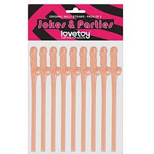 Lovetoy Pack Of 9 Willy Straws Flesh Pink
