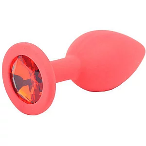 Small Red Jewelled Silicone Butt Plug