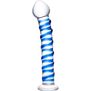 Glas Blue Spiral Glass Dildo 7.5 Inch