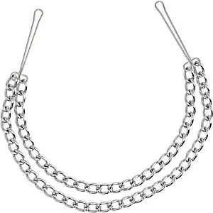 Silver Nipple Clamps With Double Chain