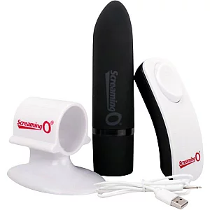 Screaming O Positive Rechargeable Remote Controlled Bullet Vibrator Black