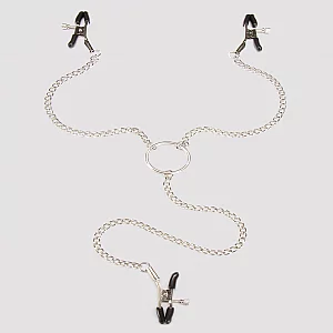 Bondage Boutique Adjustable Nipple Clamps and Clit Clamp Silver