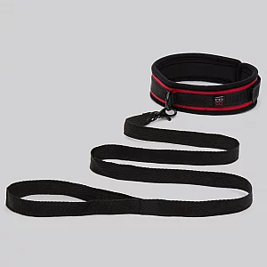 Bondage Boutique Soft Collar and Lead Red