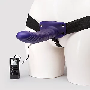 Lovehoney Perfect Partner Unisex Hollow 10 Function Vibrating StrapOn 8 Inch Purple
