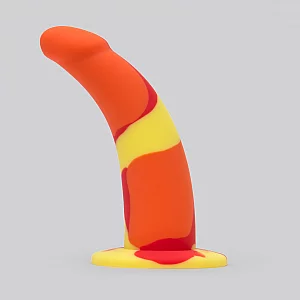 Lovehoney Earth and Fire Curved Silicone Suction Cup Dildo 7 Inch Orange