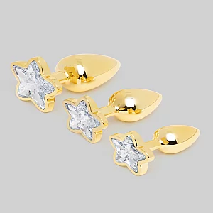 Lovehoney Star Power Jewelled Metal Butt Plug Set 3 Piece Gold