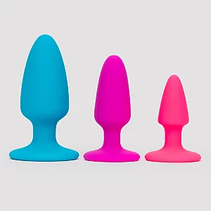 Rainbow Tapered Silicone Butt Plug Set 3Piece Blue