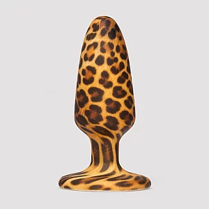 Leopard Print Silicone Medium Butt Plug Silver