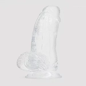 Ice Crystals Girthy Transparent Dildo with Balls 6.5 Inches Clear
