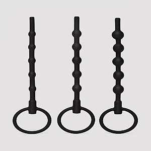 Beginners Silicone Urethral Sounding Beads Kit 3 Piece Black