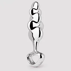 njoy Disco Rippled Textured Stainless Steel GPSpot Dildo Silver