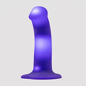 StrapOnMe Soft Touch Silicone Glow LED Dildo 6.5 Inch Purple