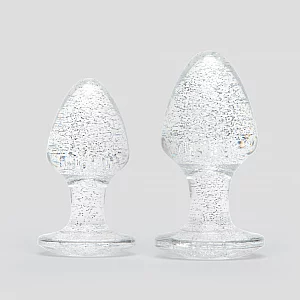 Lovehoney Double Booty Glitter Butt Plug Set Clear