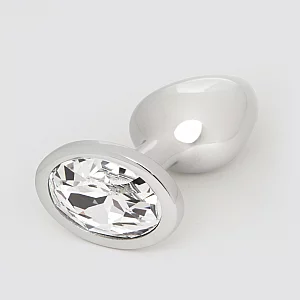 Lovehoney Luxury Crystal Stainless Steel Silver Butt Plug 2.5 Inch Silver